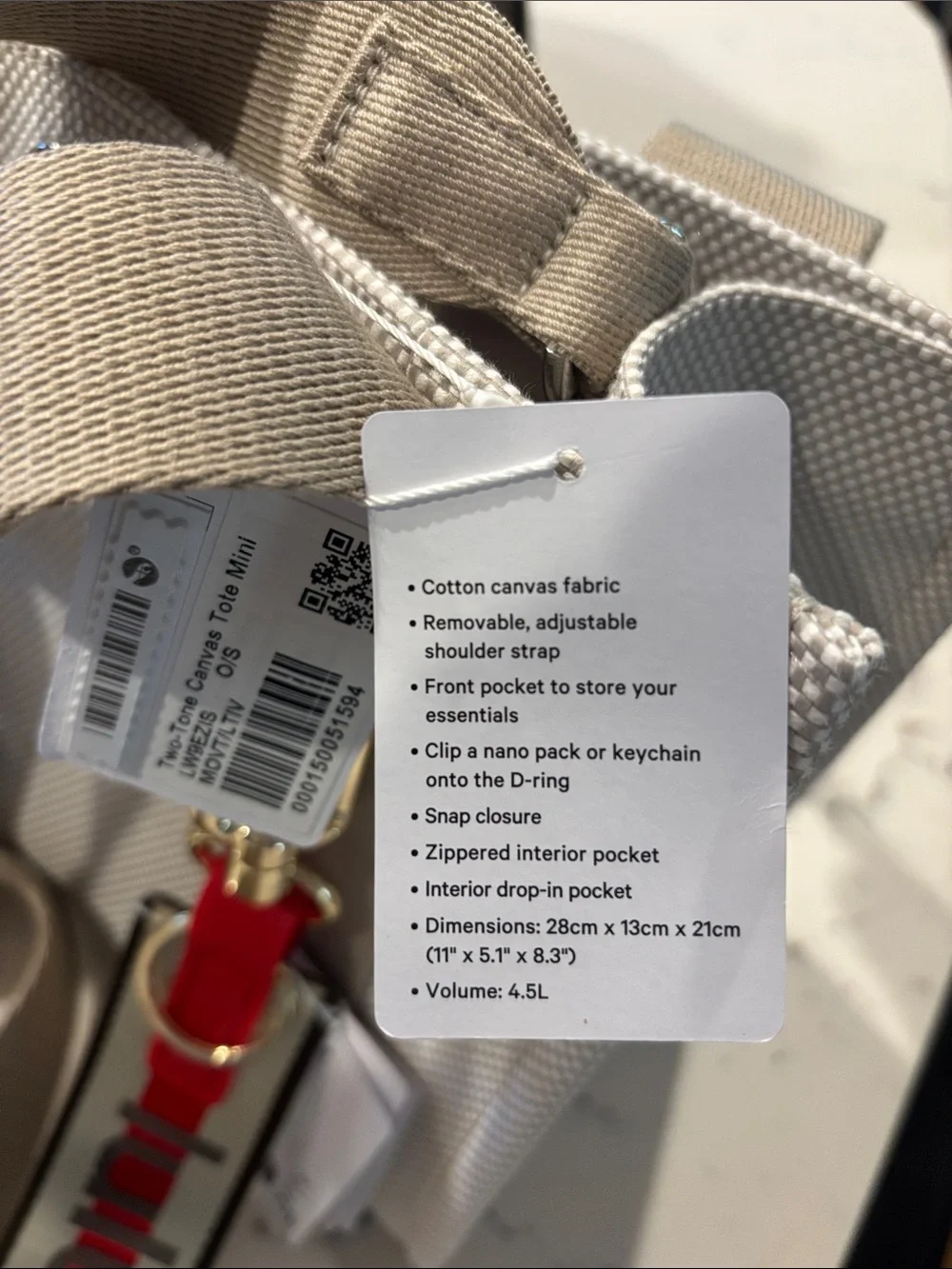 Lululemon BUNDLE– Scuba + Canvas Tote + Never Lost Keychain + Gift Bag NWT